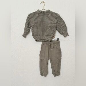 Quincy Mae Olive Cozy Knit Sweater and Pants Set | 6-12 months